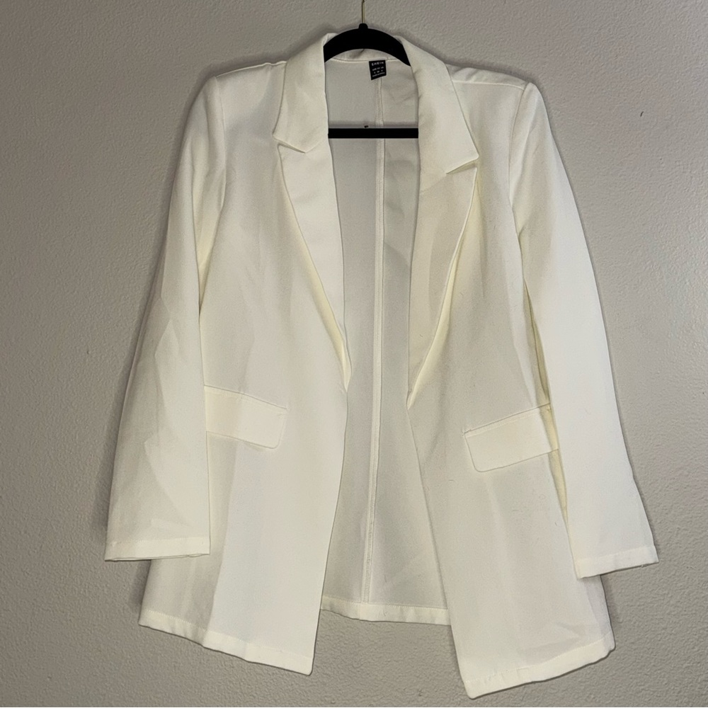 Women's White Open-Front Blazer Jacket